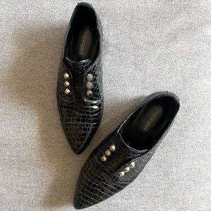 JEFFREY CAMPBELL Gaspard Studded Croc Derby Shoes